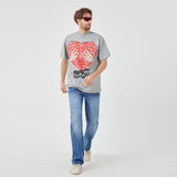 Rebellious Ribcage&Skull Graphic T-shirt