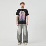 Ghostly Skull and Flame Graphic T-shirt