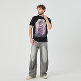 Ghostly Skull and Flame Graphic T-shirt