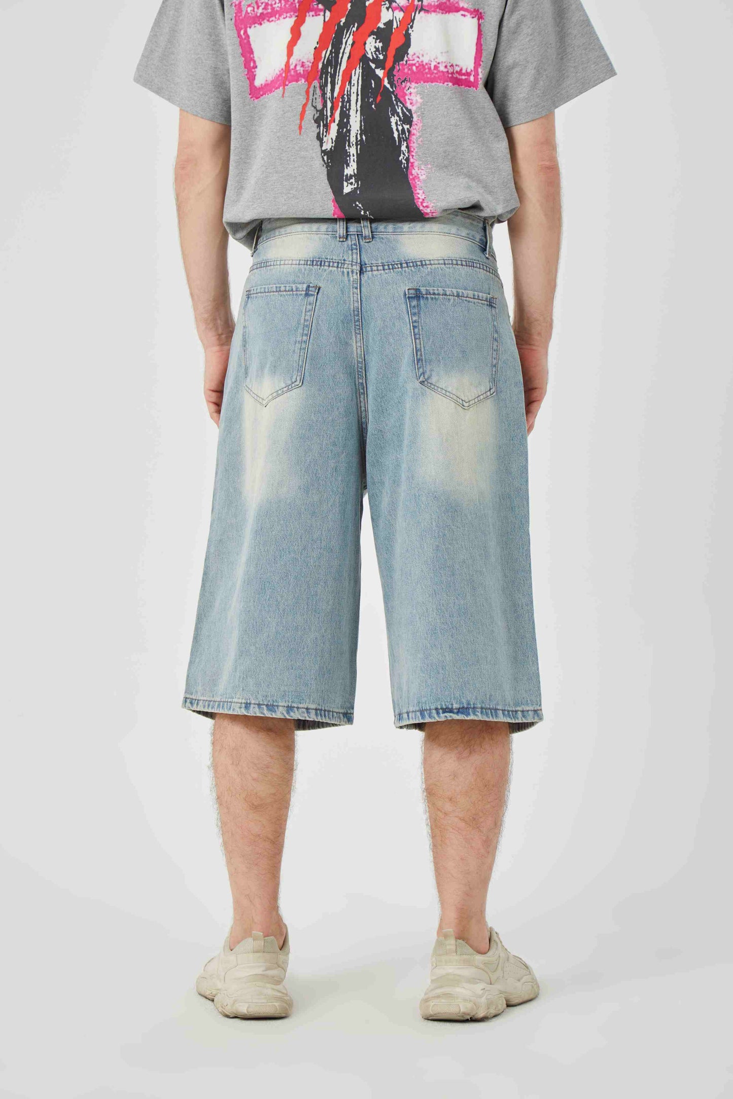ROCK & CALEB Light Blue Distressed Mid - Rise Wide - Leg Jeans