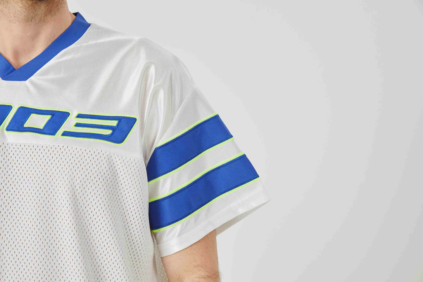 ROCK & CALEB Men's White Blue - striped Sports Tshirt
