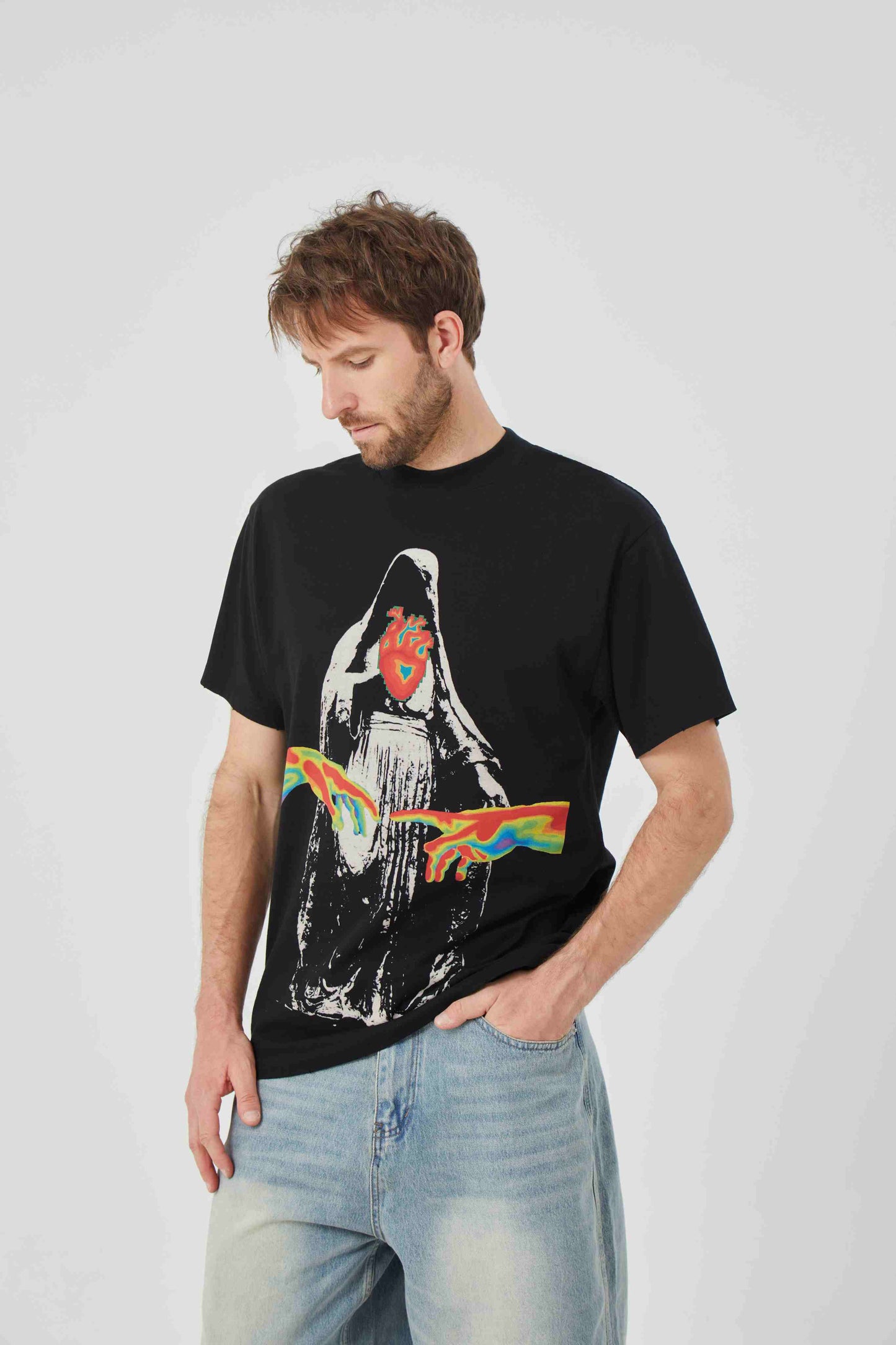 ROCK & CALEB Enigmatic Hooded Graphic T - shirt