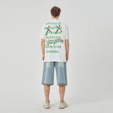 Stylish White Oversized T - Shirt with Edgy Skeleton & Chain Graphic Design
