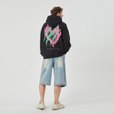 Men’s Black Hoodie with Vibrant Skull and Flame Graphic