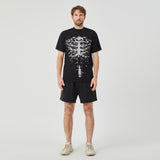 ROCK&CALEB Men’s Black Short - Sleeve T - Shirt with White Skeleton Graphic