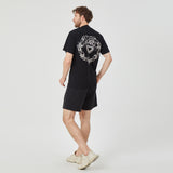 ROCK&CALEB Men’s Black Short - Sleeve T - Shirt with White Skeleton Graphic