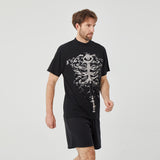 ROCK&CALEB Men’s Black Short - Sleeve T - Shirt with White Skeleton Graphic