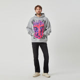 ROCK&CALEB Men’s Grey Hoodie with Bold Flame - Face Graphic