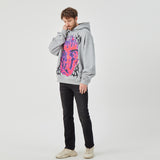 ROCK&CALEB Men’s Grey Hoodie with Bold Flame - Face Graphic