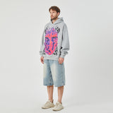 ROCK&CALEB Men’s Grey Hoodie with Bold Flame - Face Graphic