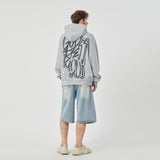 ROCK&CALEB Men’s Grey Hoodie with Bold Flame - Face Graphic