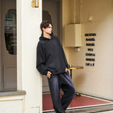 Men's Oversized Potassium Spray Black Sweatpants - Baggy Fitting Relaxed Streetwear for Daily Comfort
