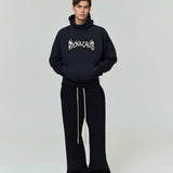 Men's Print  Oversized Black Hoodie