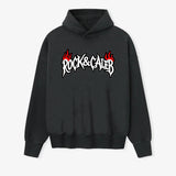 Men's Print  Oversized Black Hoodie