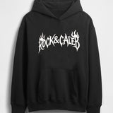 Men's Print  Oversized Black Hoodie