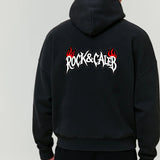 Men's Print  Oversized Black Hoodie