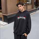 Men's Print  Oversized Black Hoodie