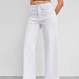 Women's High-Waisted White Wide-Leg Jeans