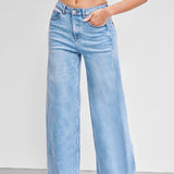 Women's High-Waisted Light Blue Wide-Leg Jeans