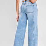 Women's High-Waisted Light Blue Wide-Leg Jeans