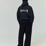 Men's Print  Oversized Black Hoodie