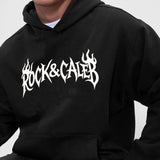 Men's Print  Oversized Black Hoodie