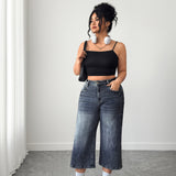 Women's Plus High Waisted Denim Culottes