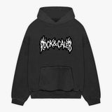 Men's Print  Oversized Black Hoodie