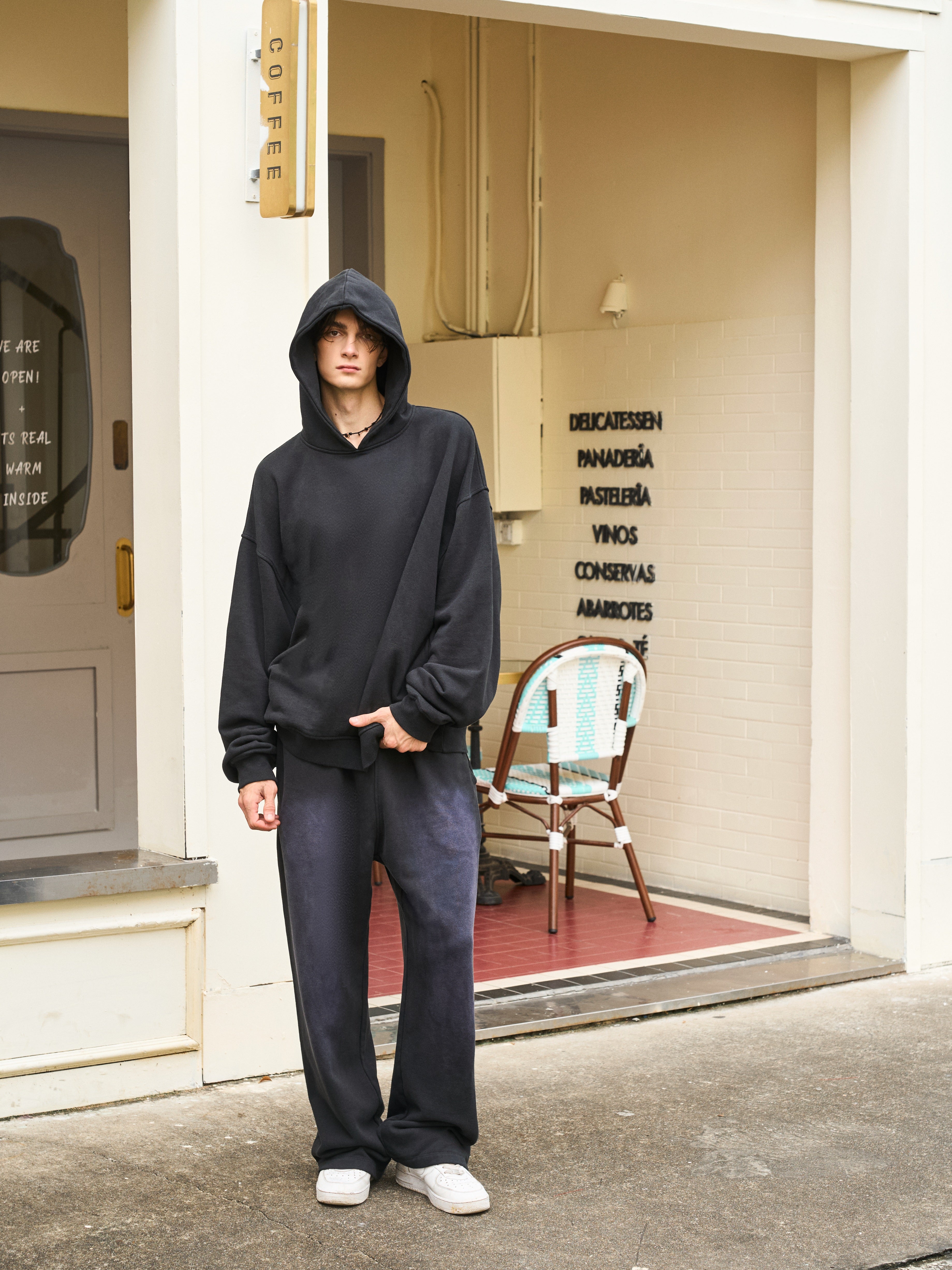 Men's Oversized Potassium Spray Black Sweatpants