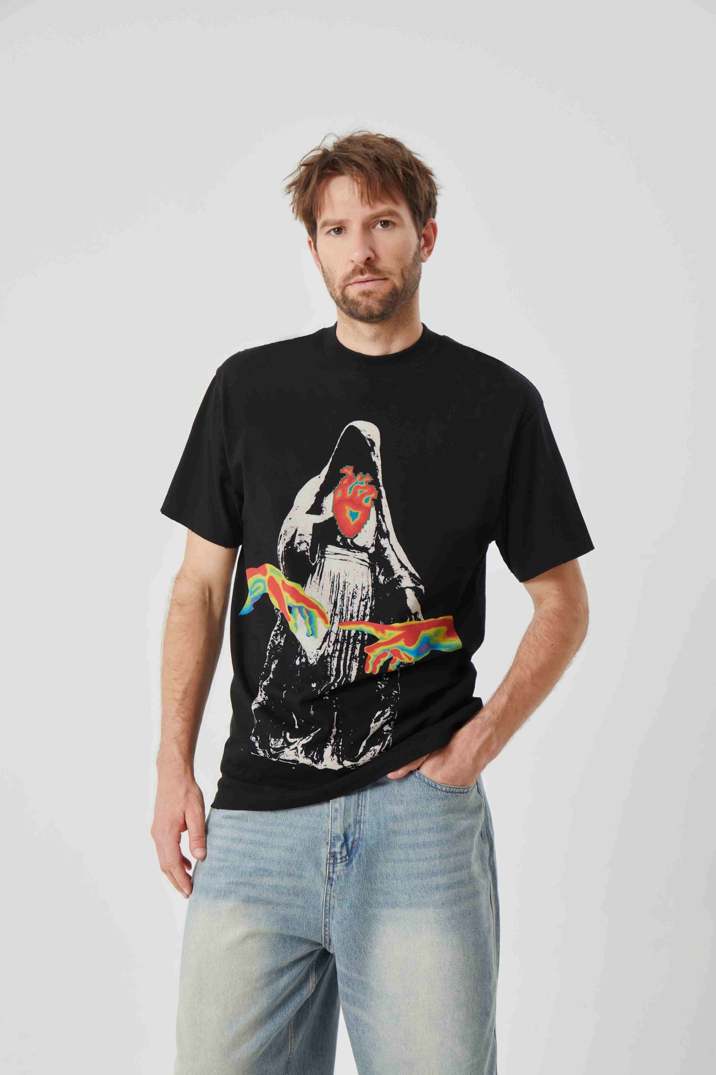 ROCK & CALEB Enigmatic Hooded Graphic T - shirt