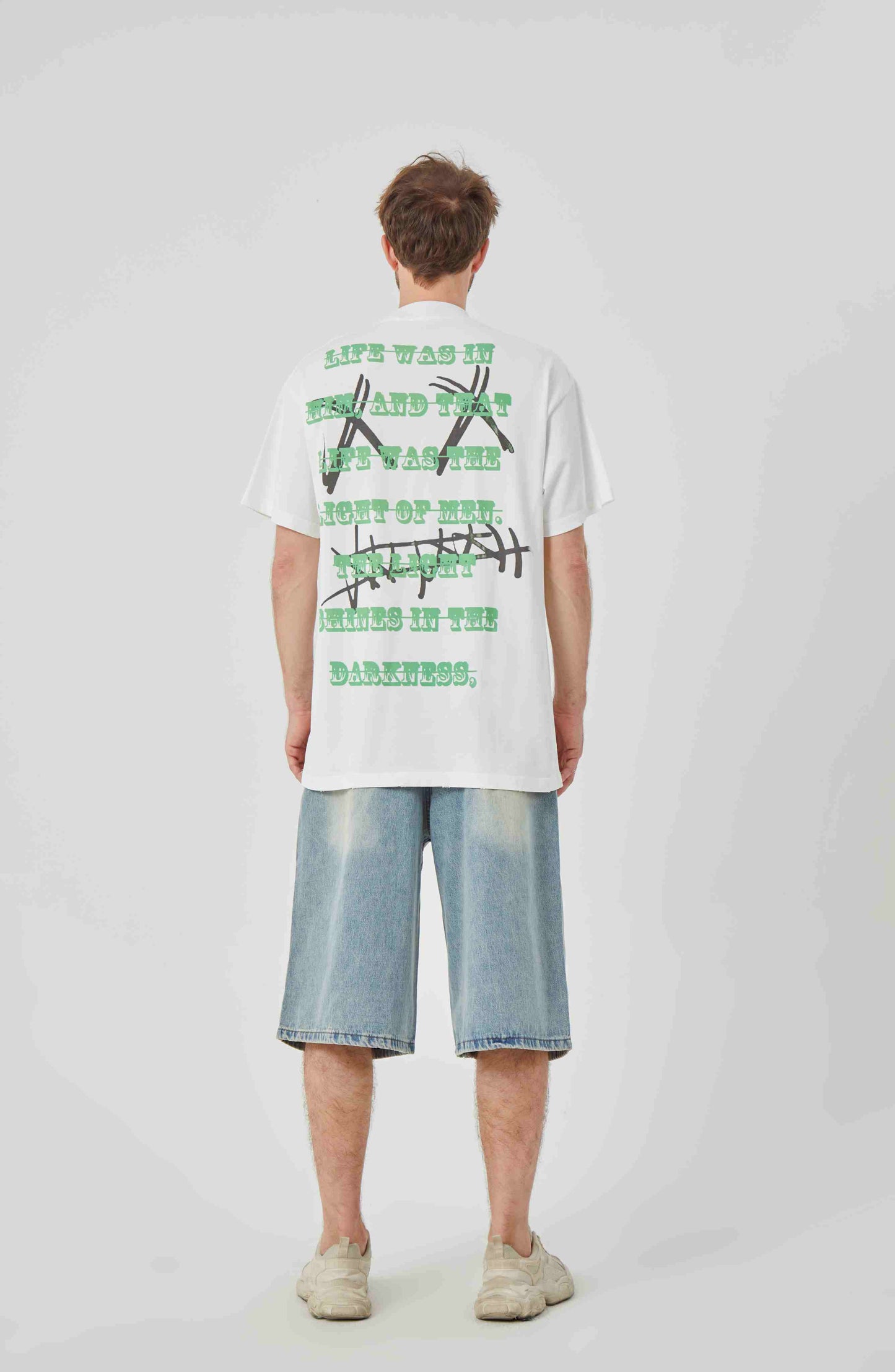 ROCK & CALEB Distinctive Graphic White T - shirt