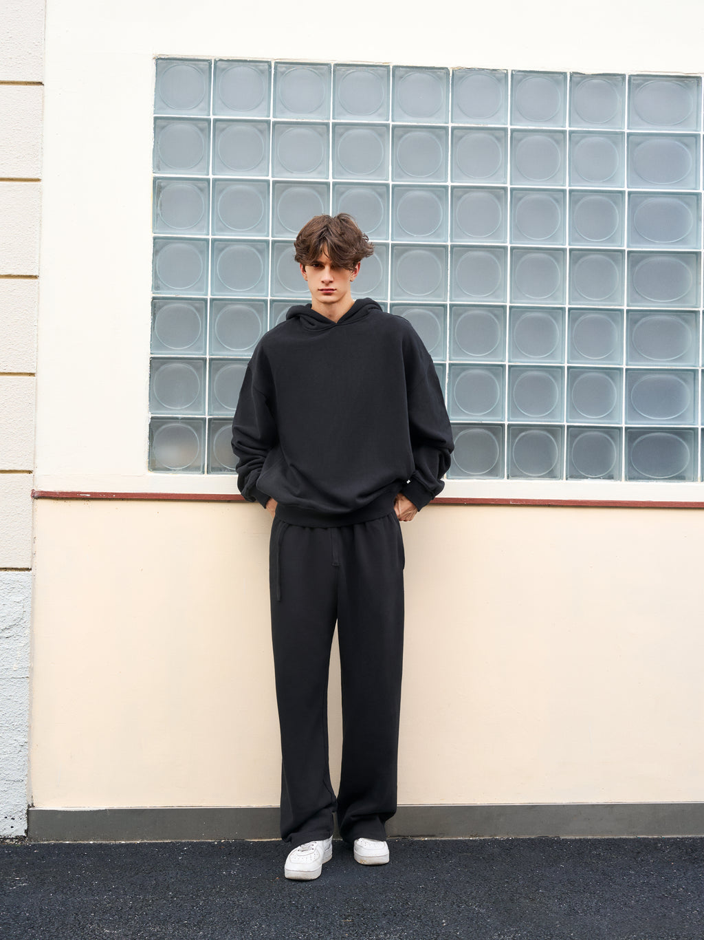 Men's Oversize Vintage black side pocket hoodie