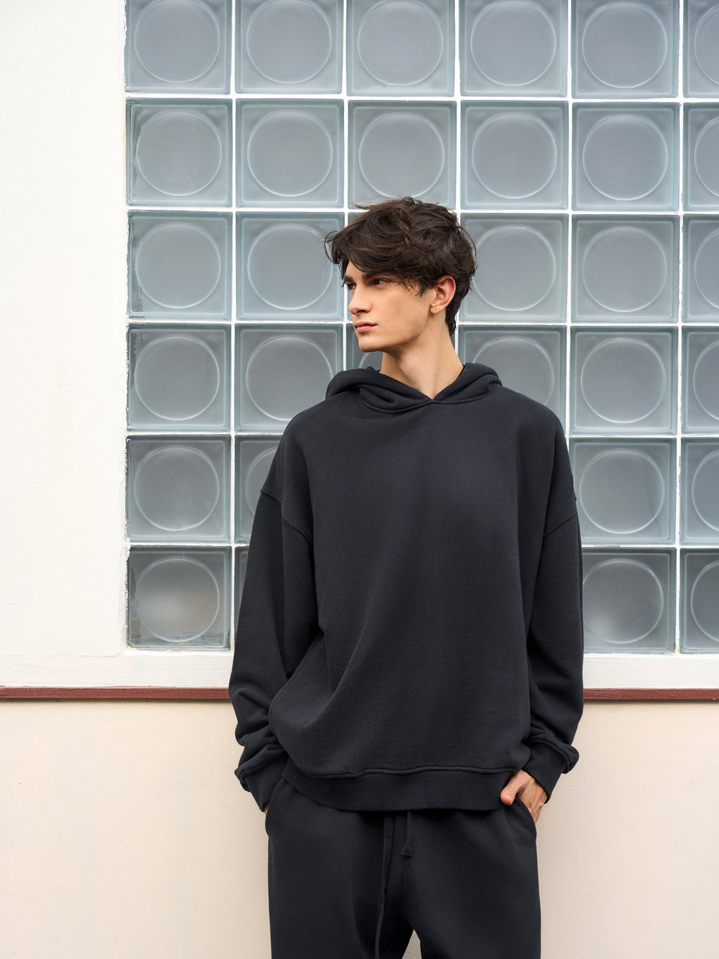 Men's Oversize Vintage black side pocket hoodie