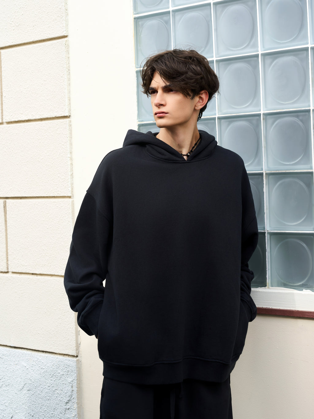 Men's Oversize Vintage black side pocket hoodie