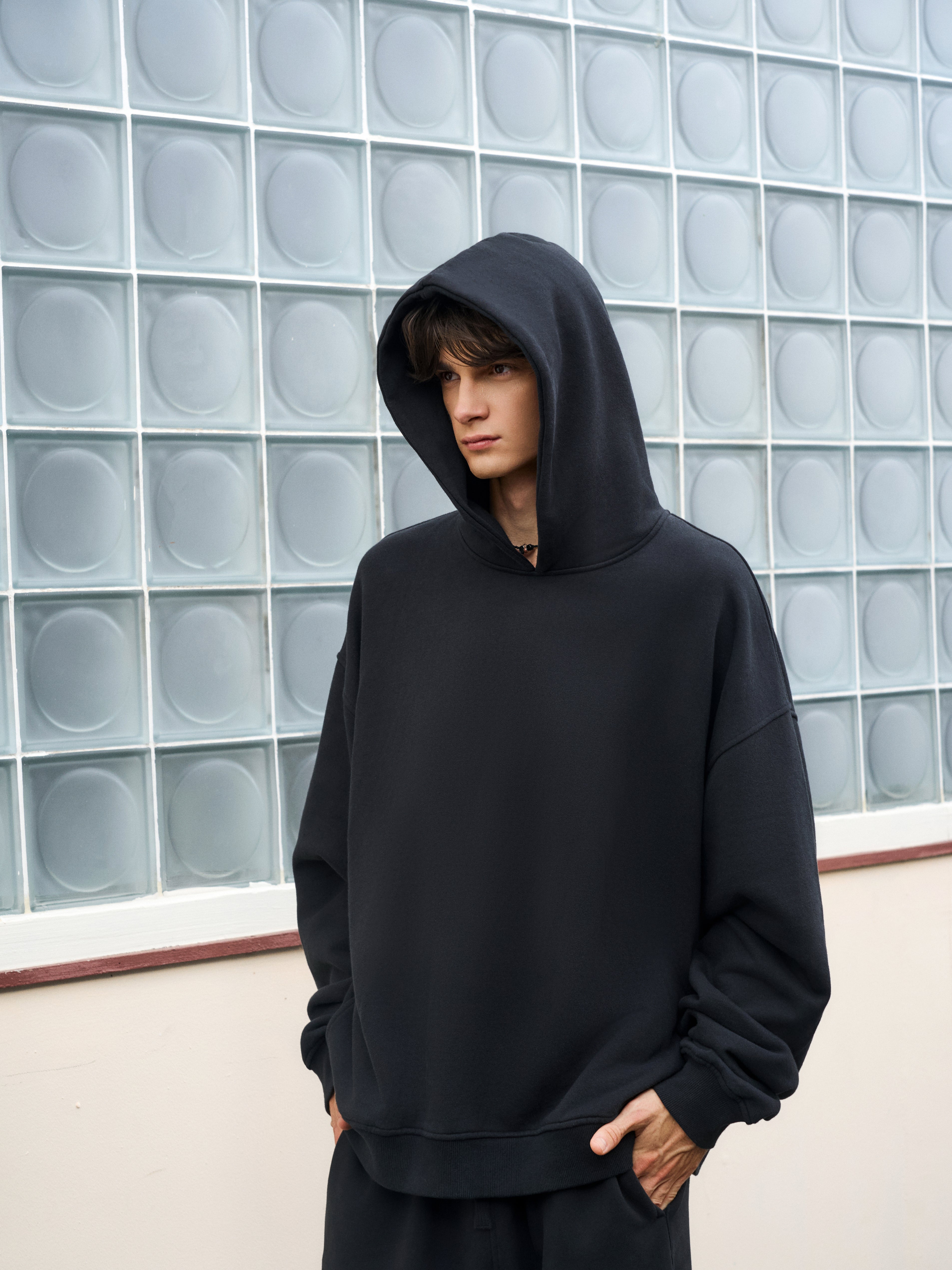 Men's Oversize Vintage black side pocket hoodie