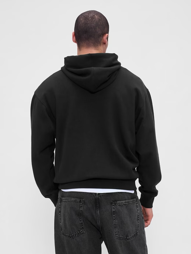 Men's Print  Oversized Black Hoodie