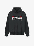 Men's Print  Oversized Black Hoodie