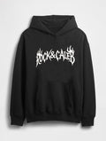 Men's Print  Oversized Black Hoodie