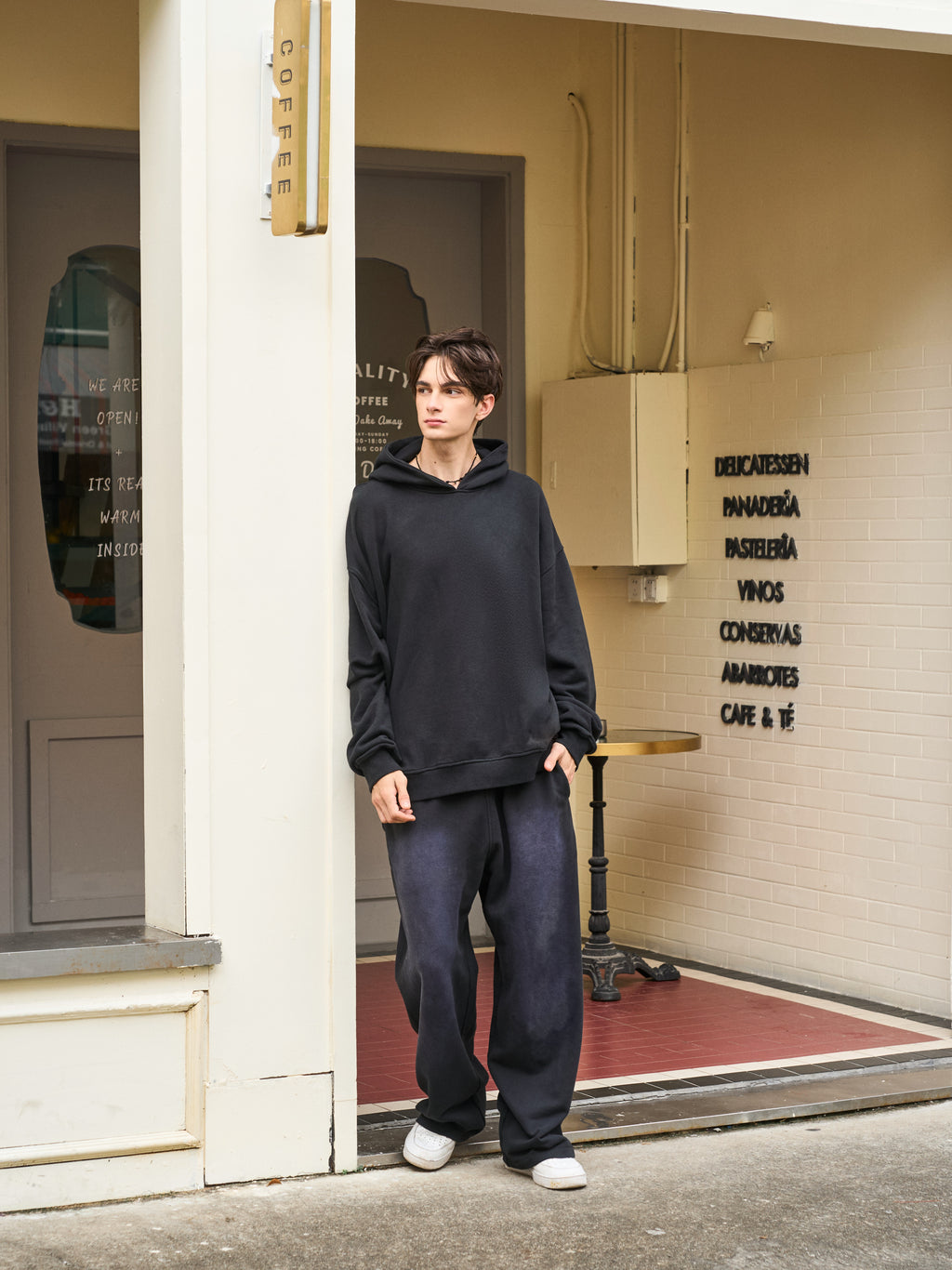 Men's Oversized Potassium Spray Black Sweatpants