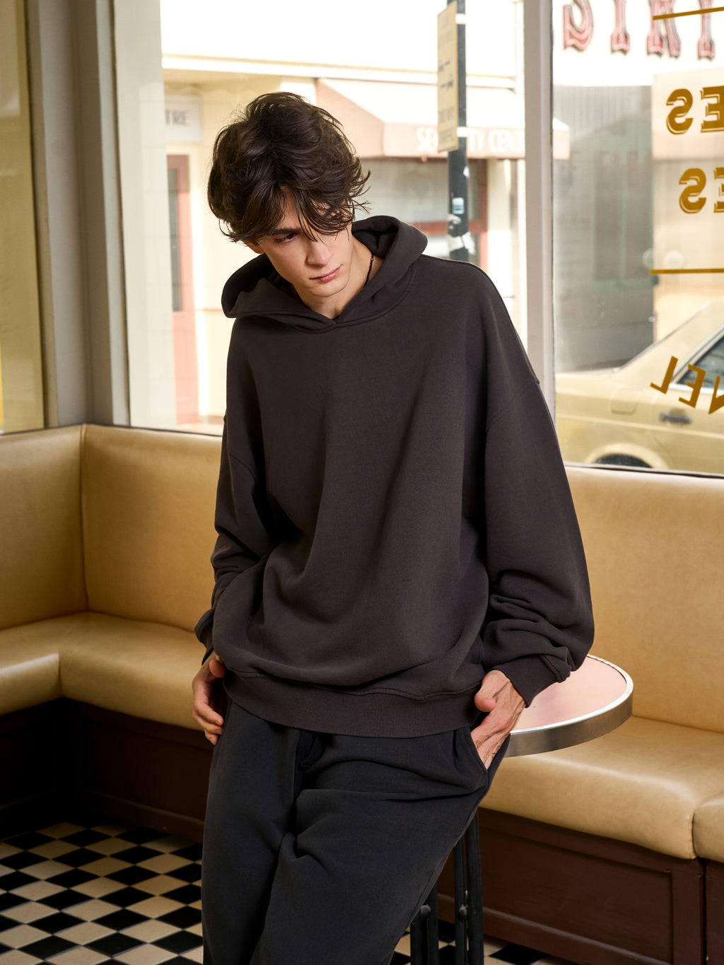 Men's Oversize Grey side pocket hoodie