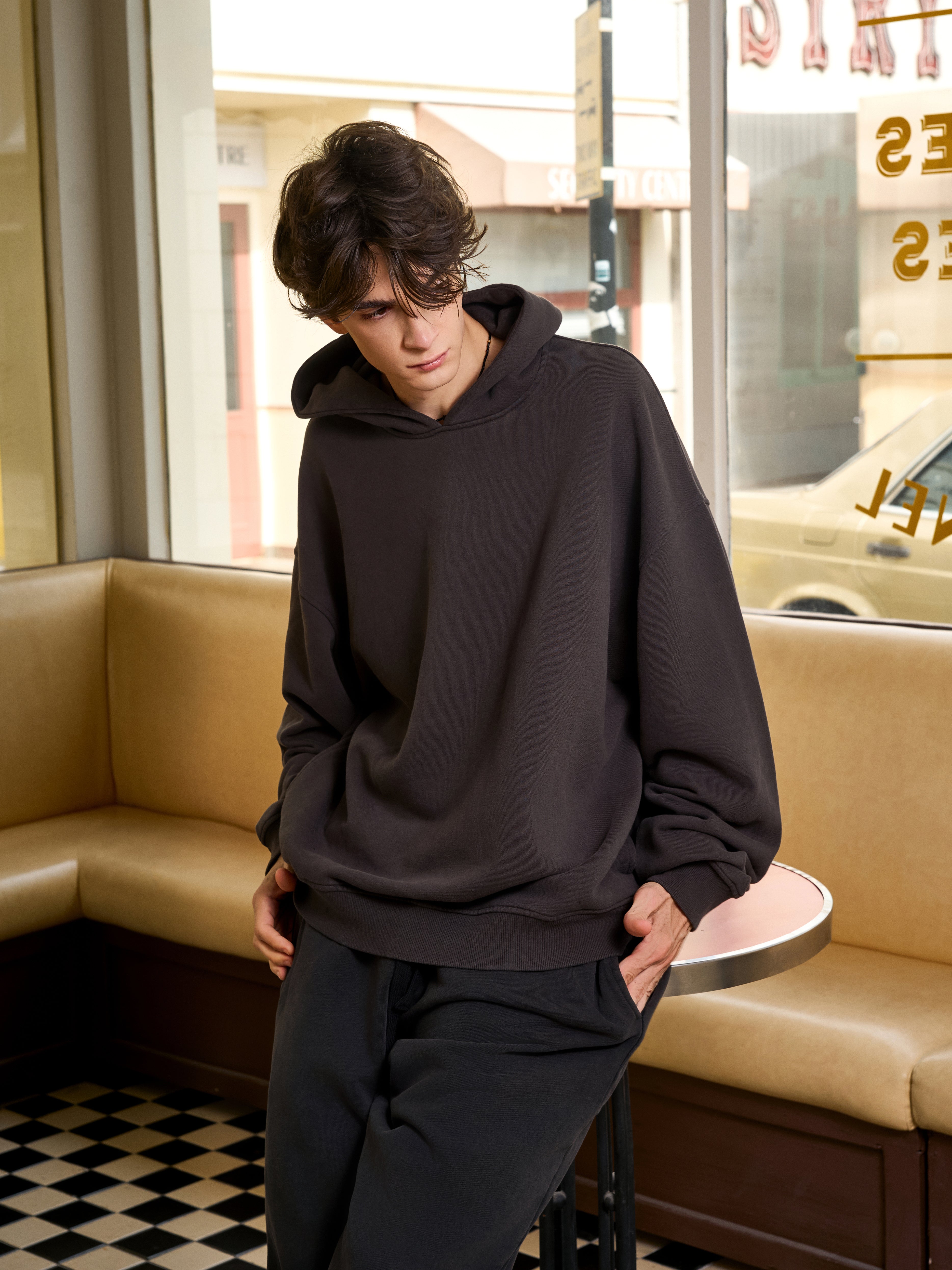 Men's Oversize Grey side pocket hoodie