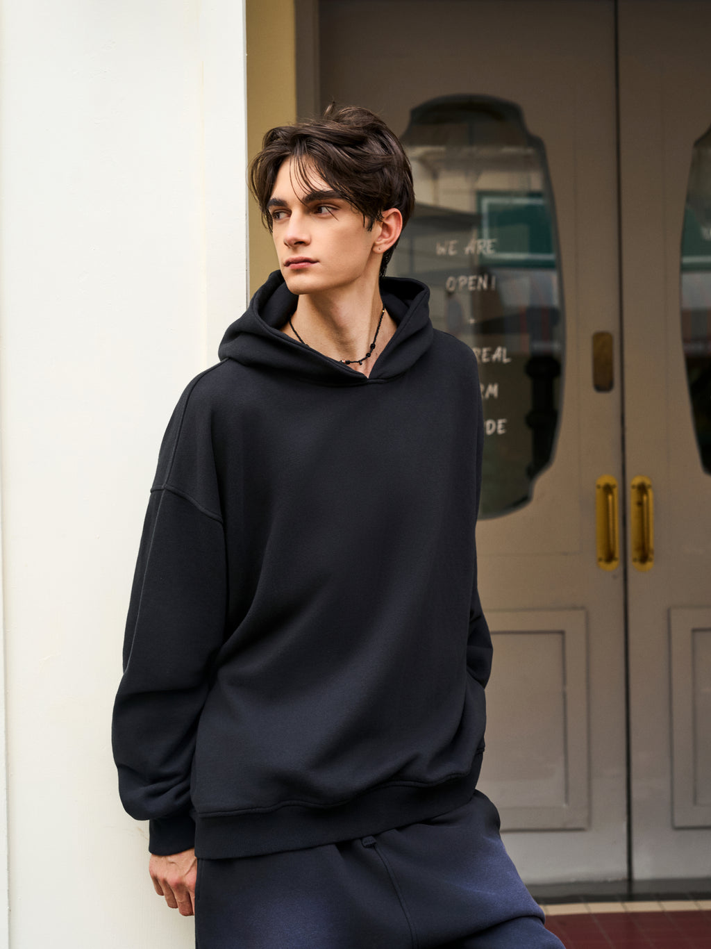 Men's Oversize Black side pocket hoodie