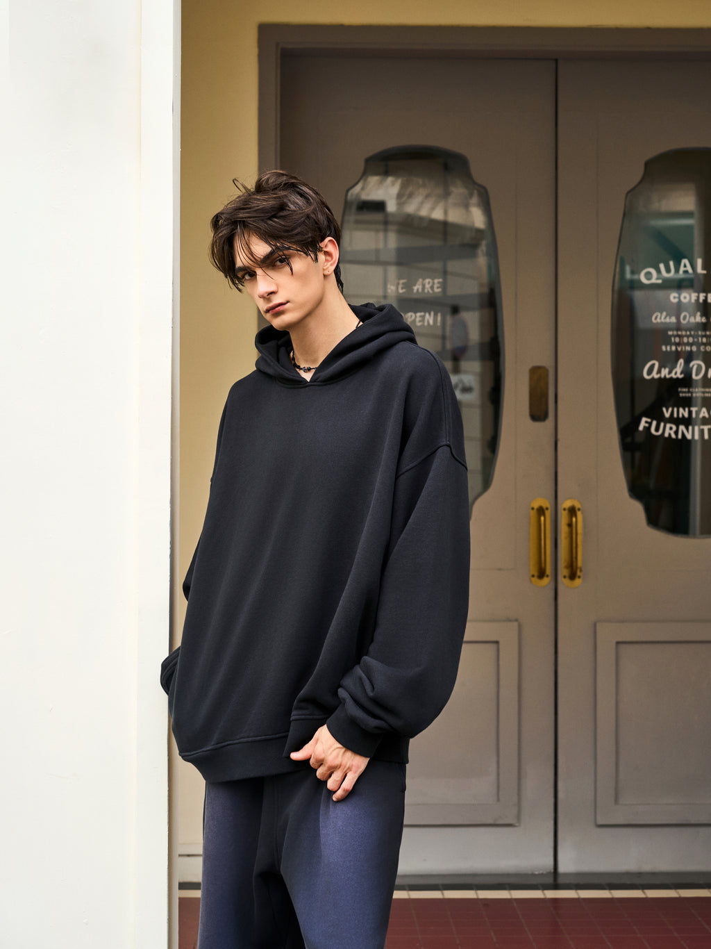 Men's Oversize Black side pocket hoodie