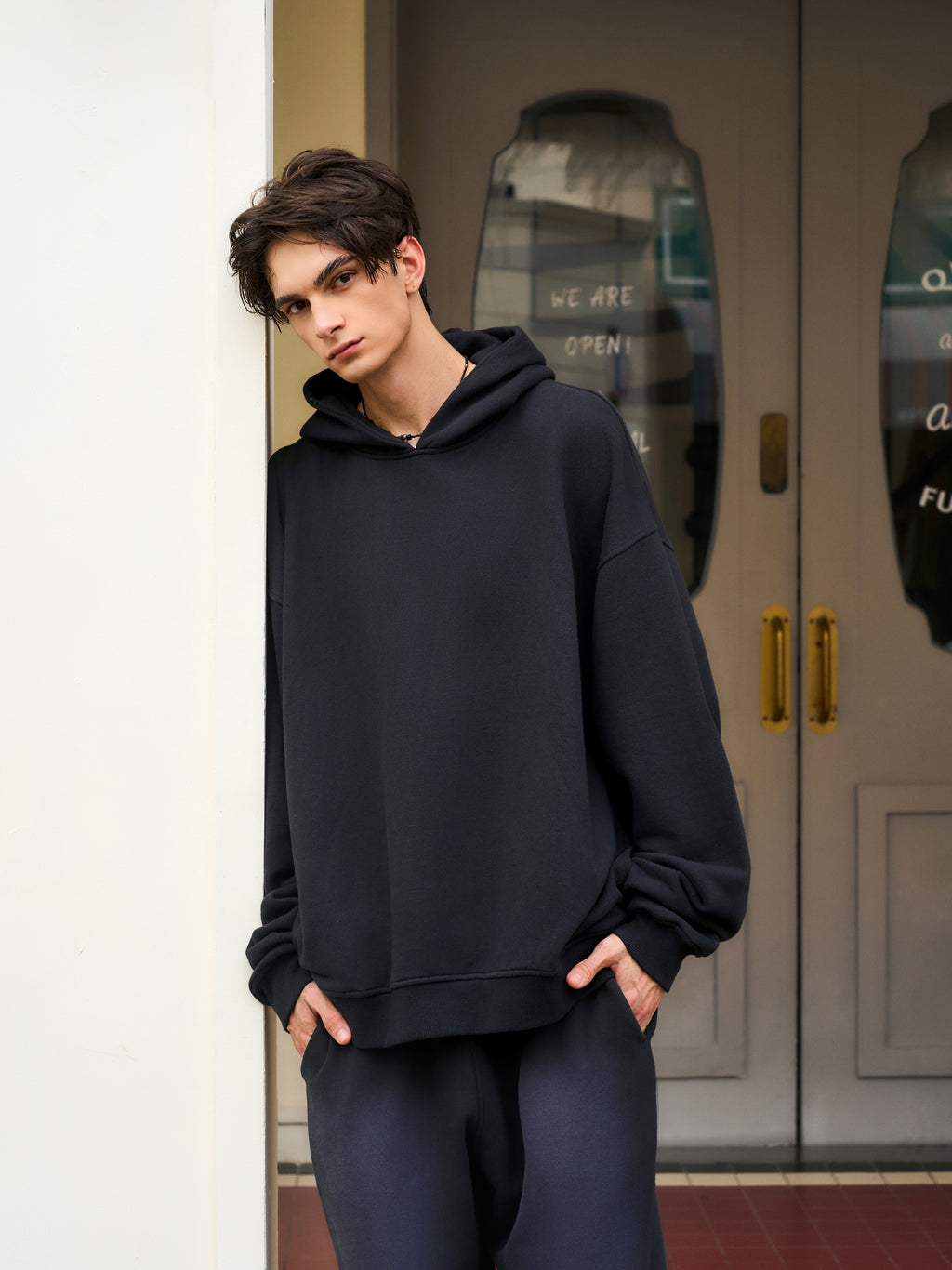 Men's Oversize Black side pocket hoodie
