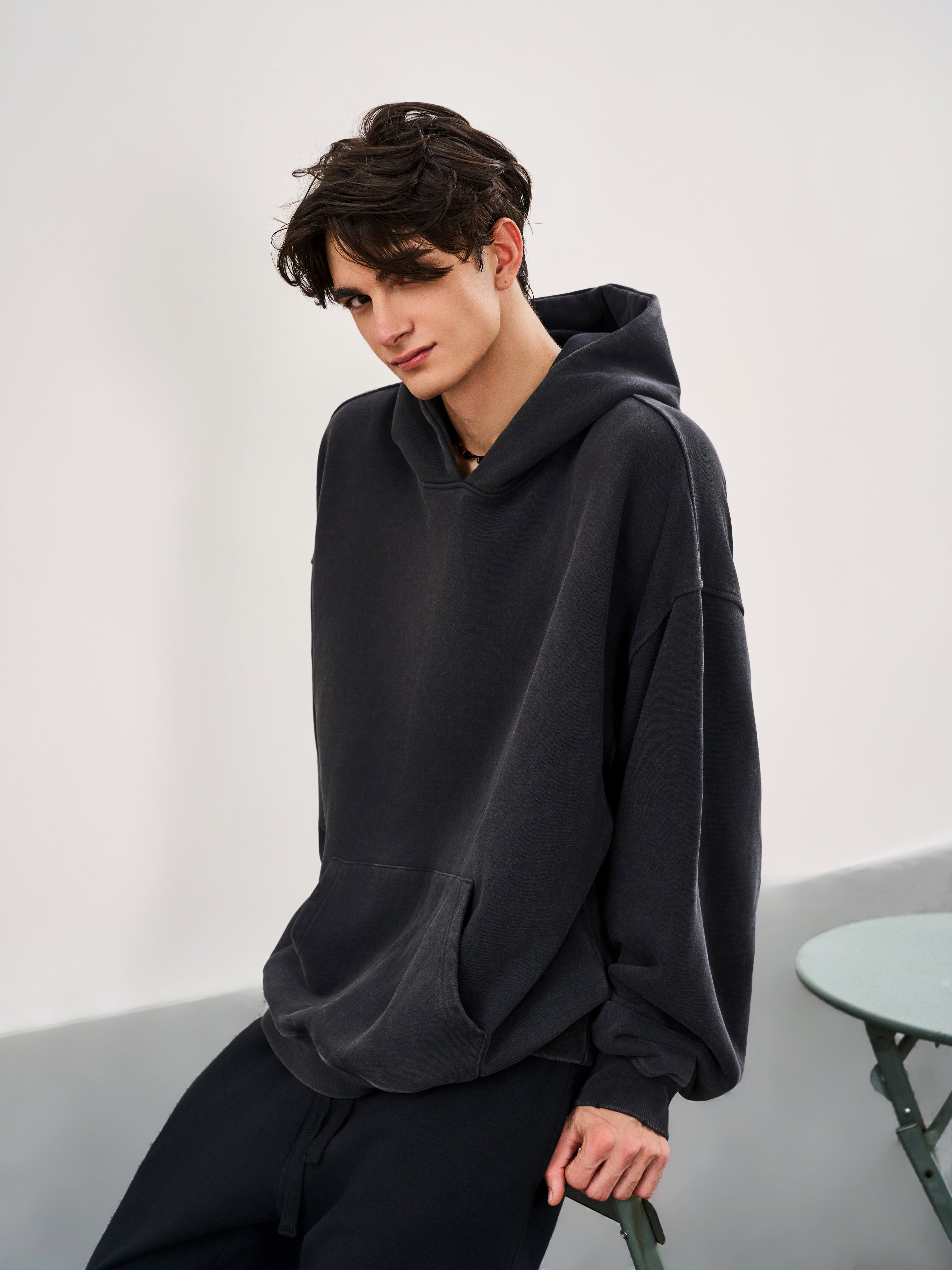 Men's Oversized Vintage Black Hoodie