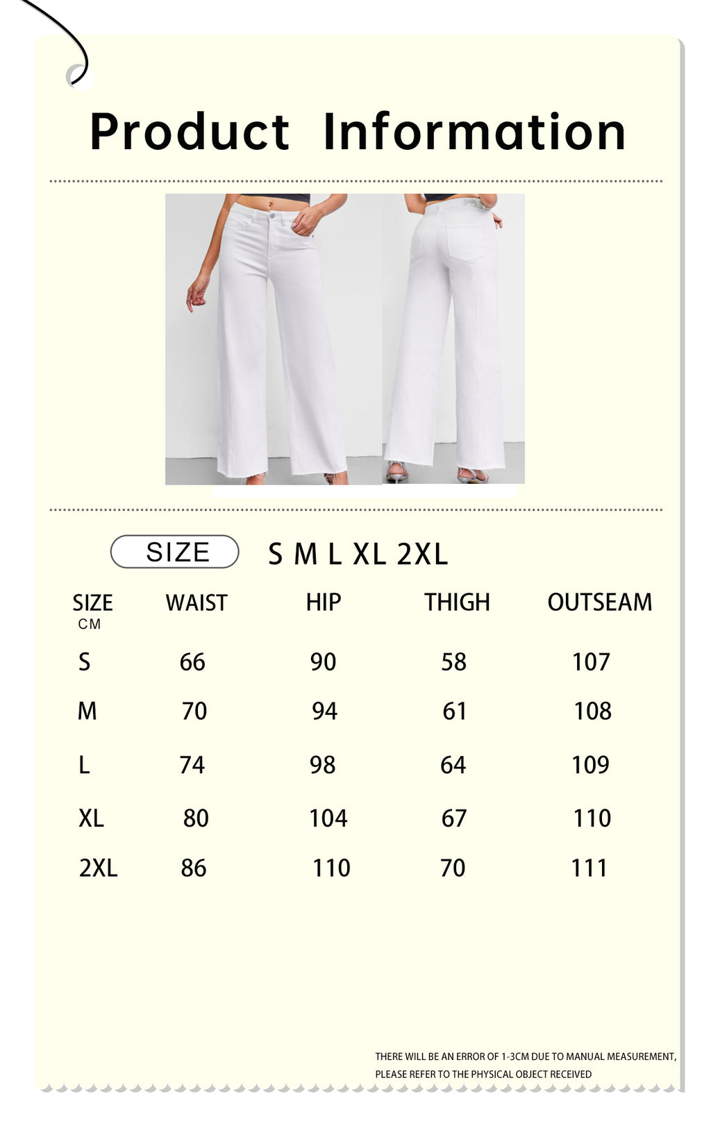 Women's High-Waisted White Wide-Leg Jeans