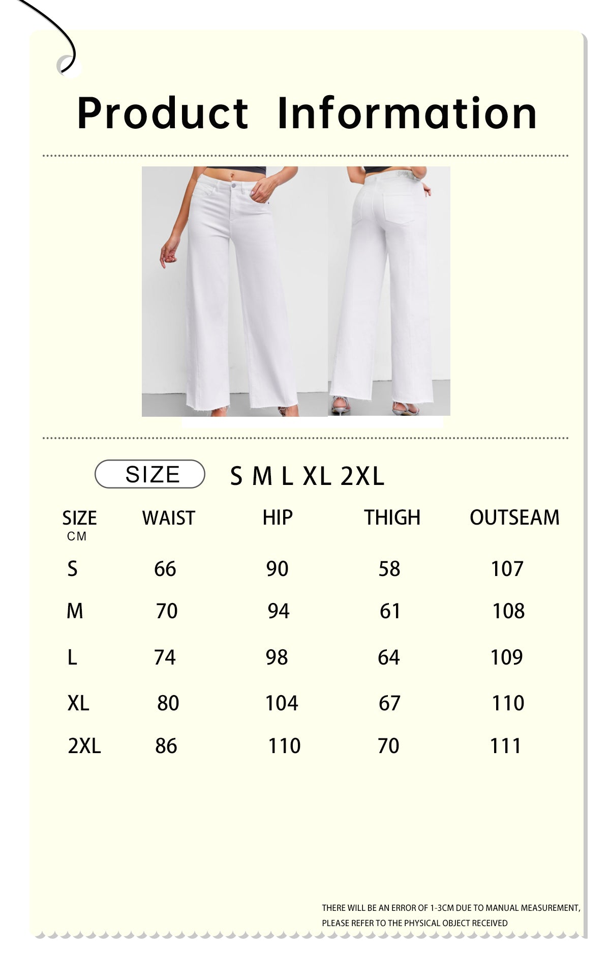 Women's High-Waisted White Wide-Leg Jeans