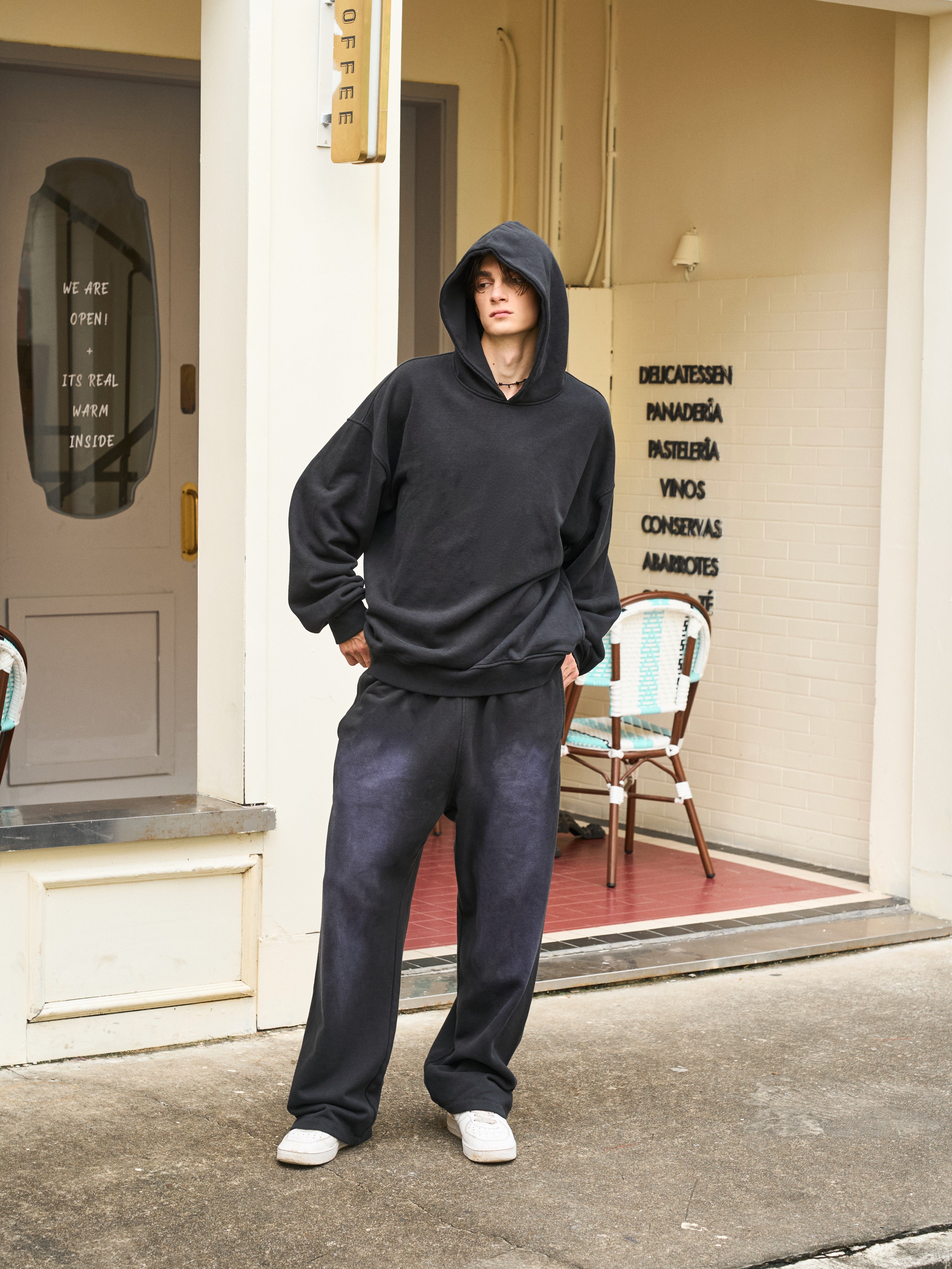 Men's Oversized Potassium Spray Black Sweatpants