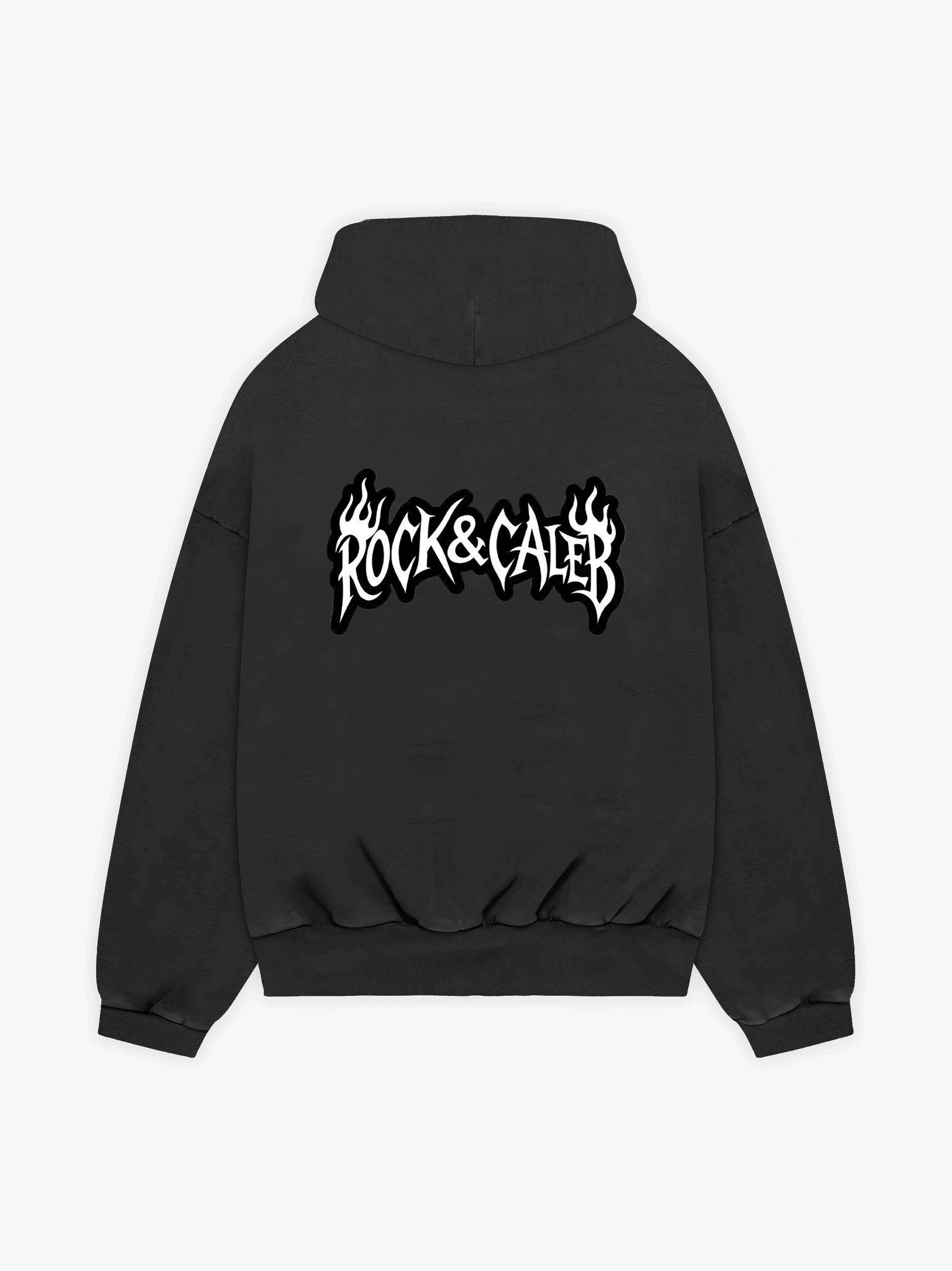 Men's Print  Oversized Black Hoodie